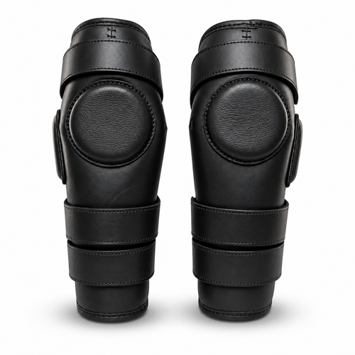 Genuine Leather Polo Knee Guards | Padded 3-Strap Rider Protection (Pair)