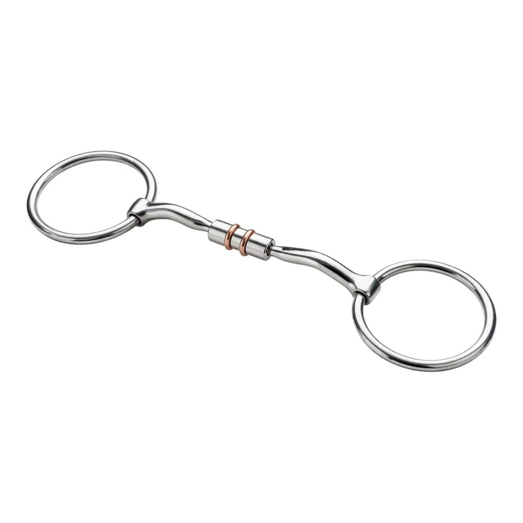 Stainless steel loose ring snaffle bit with copper rollers in the mouthpiece by Best Horse