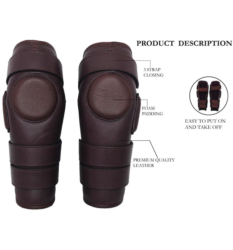 Polo knee guards features: 3 strap closing, foam padding, premium quality leather