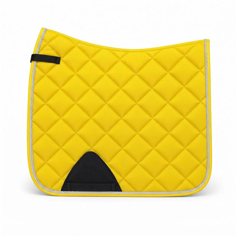 Yellow quilted cotton dressage saddle pad
