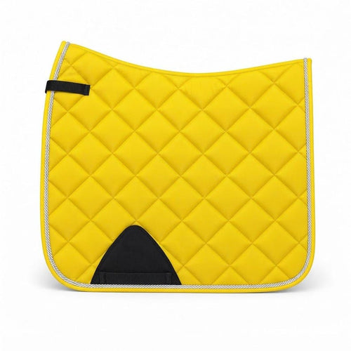 Yellow quilted cotton dressage saddle pad